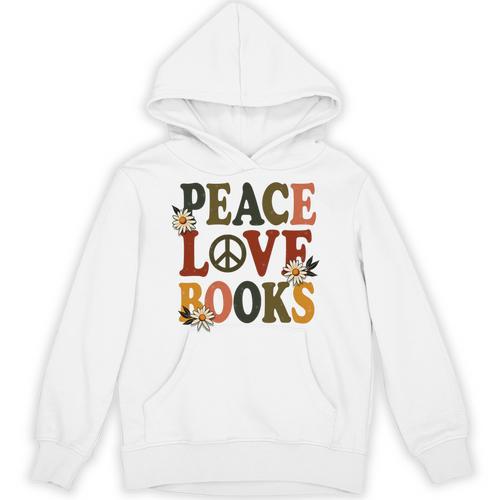 Peace Love Books Librarian Teacher Life Book Library Unisex Hoodie - Bookorys