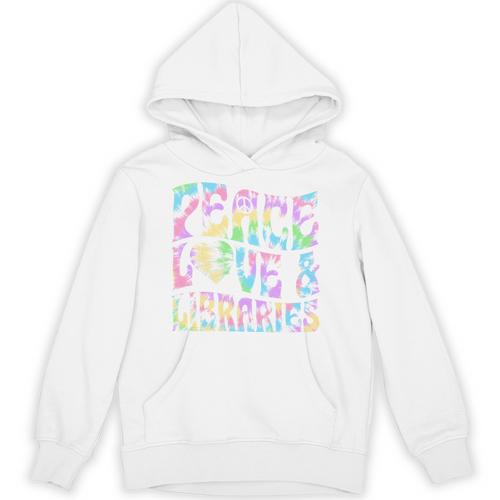Peace Love And Libraries Heart And Books Graphic Premium Tri-Blend Unisex Hoodie - Bookorys