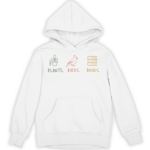 Plants Birds Books Lover Bird Watching Outfit For Bird Nerd Unisex Hoodie - Bookorys
