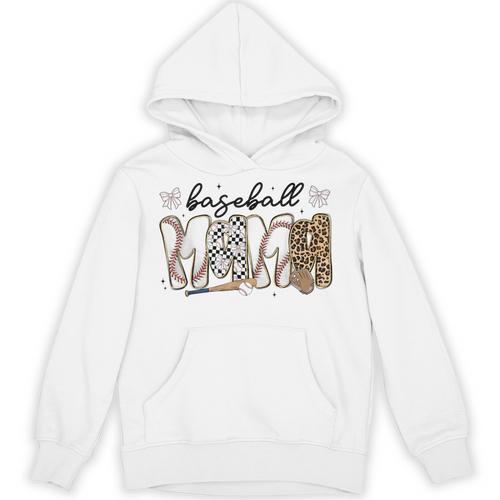 Preppy Baseball Mama Coquette Bow Game Day Mom Mother Unisex Hoodie - Sportilla