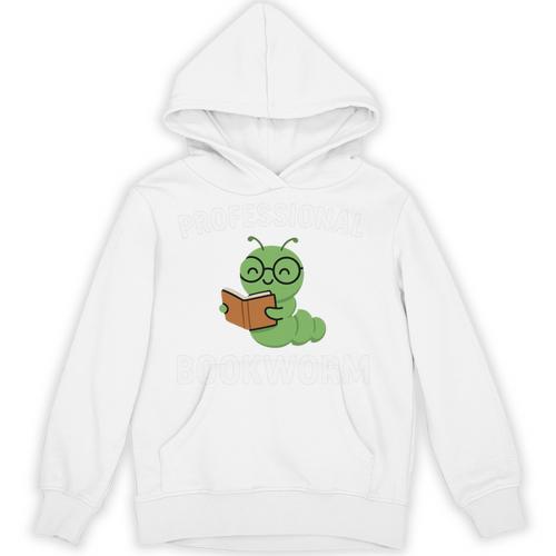 Professional Bookworm Reading Lover Cute Worm Glasses Book Unisex Hoodie - Bookorys
