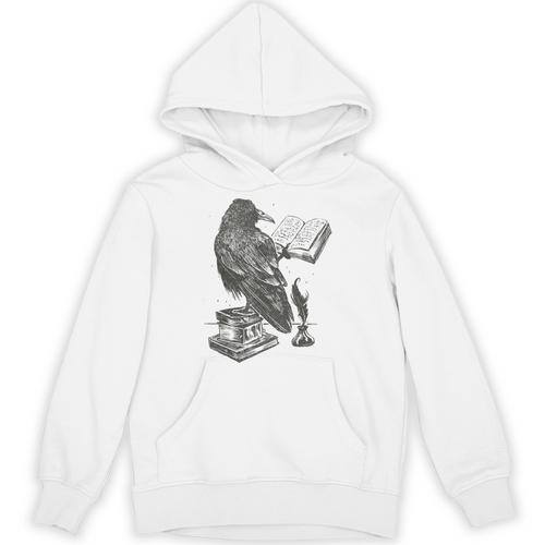 Raven Crow Reading a Magic Book Wizard Animal Bird Reader Unisex Hoodie - Bookorys DE