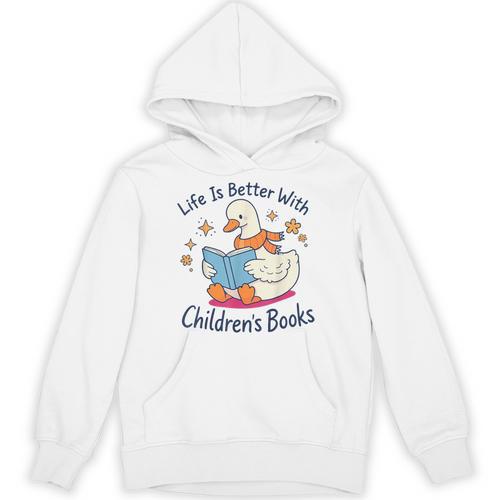 I Still Read Children’s Books Cute Duck Reading Book Lover Unisex Hoodie - Bookorys