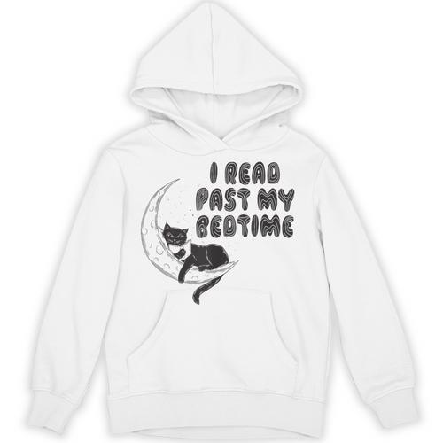 I Read Past My Bedtime Reading Cat Book Lover Unisex Hoodie - Bookorys