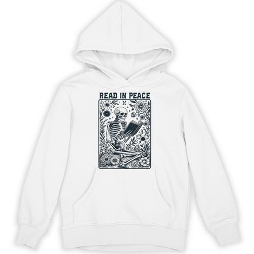 Read In Peace Book Lover Bookworm Skeleton Book Lover Performance Unisex Hoodie - Bookorys