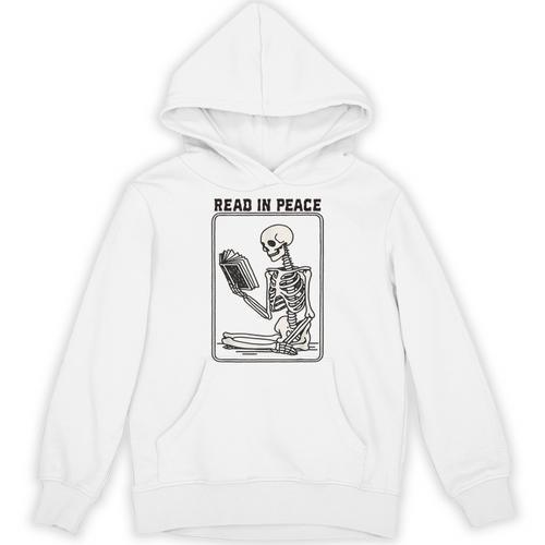 Read In Peace Skeleton Book Lover Bookworm Book Unisex Hoodie - Bookorys CA