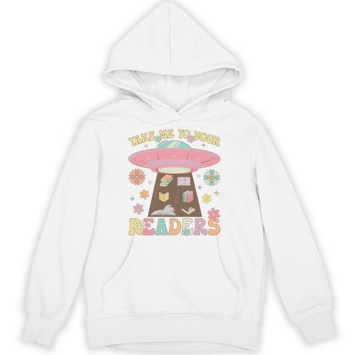 Take Me To Your Readers Groovy Book Reader Book Reading Unisex Hoodie - Bookorys