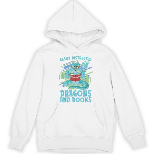 Reading Books Easily Distracted By Dragons And Books Unisex Hoodie - Bookorys