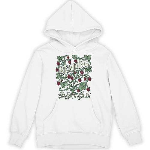 Reading Is My Jam Book Lover Botanical Strawberry Art Comfort Colors Crop Top Unisex Hoodie - Bookorys UK