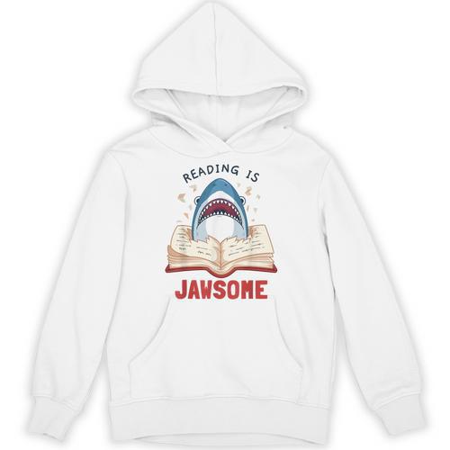 Reading Is Jawsome Bookworm Shark Book Lover For Kids Unisex Hoodie - Bookorys DE