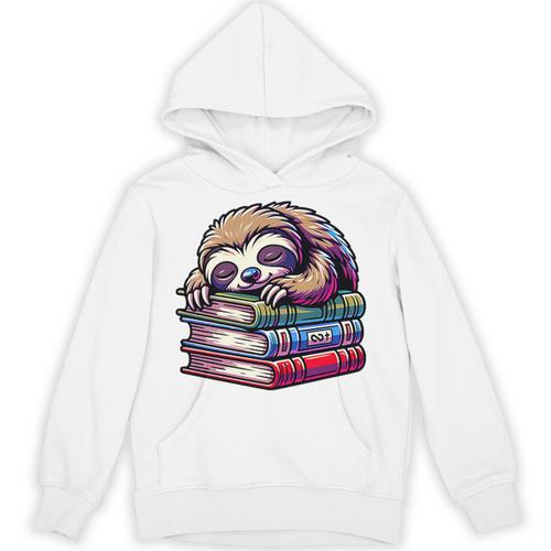 Reading Muffler Sloth On Stack Of Books Premium Tri-Blend Unisex Hoodie - Bookorys AU