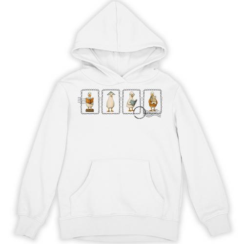 Reading Silly Goose Book Cute Bookish Teacher Stamp Unisex Hoodie - Bookorys