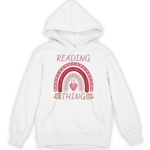 Reading Is My Thing Book Bookworm Teacher Rainbow Girl Unisex Hoodie - Bookorys CA