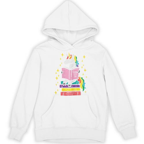 Reading Unicorn Cute Book Lover Bookworm Women Girls Unisex Hoodie - Bookorys CA