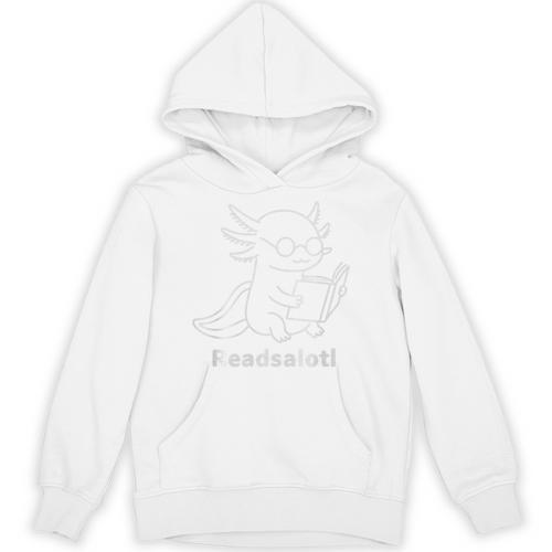 Readsalotl Axolotl Reading Lineart Book Lover Reading Premium Tri-Blend Unisex Hoodie - Bookorys UK