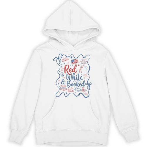 Red And Booked Coquette 4th Of July Book Lover Unisex Hoodie - Bookorys