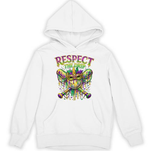 Respect The Drip Mardi Gras Baseball Ice Cream Boys Carnival Unisex Hoodie - Sportilla