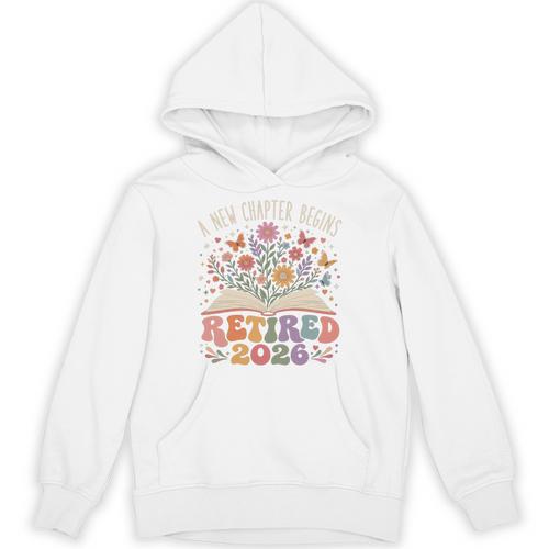 Retired 2026 A New Chapter Begins Floral Book Unisex Hoodie - Bookorys DE