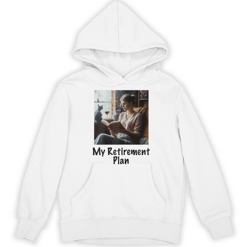 My Retirement Plan Cat Lover Wine Drinker Book Reader Unisex Hoodie - Bookorys AU