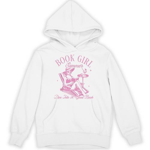 Retro Book Girl Summer Beach Vacation For Book Lover Unisex Hoodie - Bookorys CA