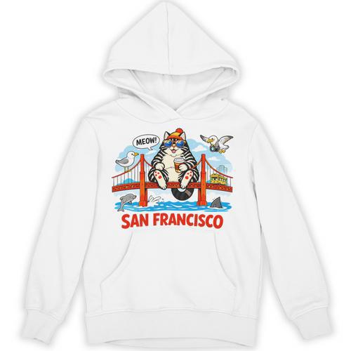 San Francisco Cat Golden Gate Bridge Book Lover Premium Tri-Blend Unisex Hoodie - Bookorys AU