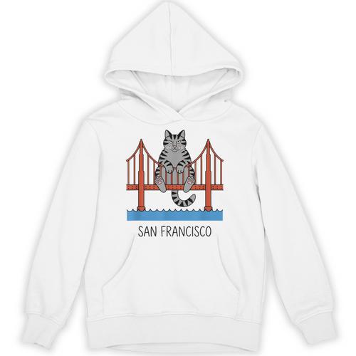 San Francisco Cat Golden Gate Bridge Book Lover Unisex Hoodie - Bookorys AU