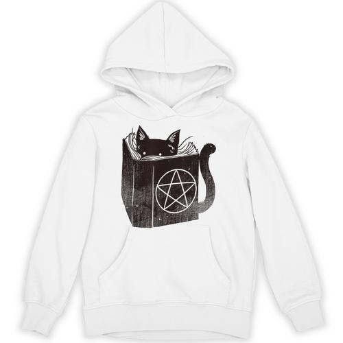 SataniCat Pentagram Cat Satan Demon Necronomicon Book Lover Unisex Hoodie - Bookorys