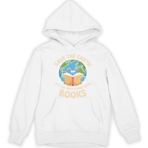 Save Earth It's Only Planet With Books Reader Earth Day Unisex Hoodie - Bookorys CA