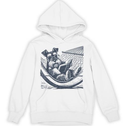 Schnauzer Hammock Reading Book Schnauzer Glasses Unisex Hoodie - Bookorys