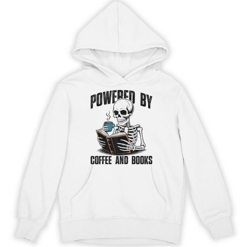 Skeleton Reading Book With Coffee Unisex Hoodie - Bookorys DE