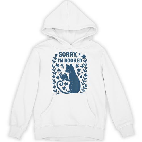 Sorry I'm Booked Cat Reading Book Boho Flowers Vintage Unisex Hoodie - Bookorys AU