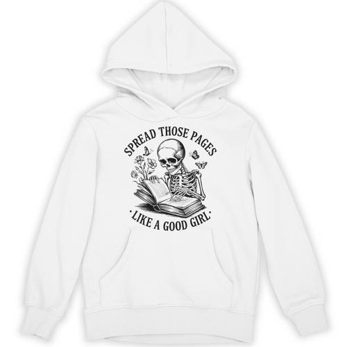 Spread Those Pages Like A Good Girl Skeleton Floral Book Unisex Hoodie - Bookorys