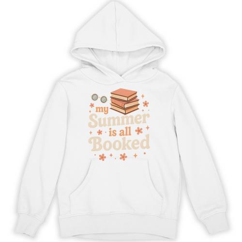 My Summer Is All Booked Book Lover Reading Vacation 2026 Comfort Colors Crop Top Unisex Hoodie - Bookorys