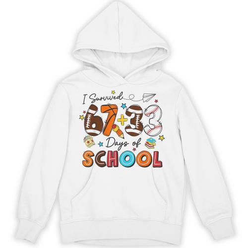 I Survived 67 33 Days Of School Baseball Basketball Football Unisex Hoodie - Sportilla