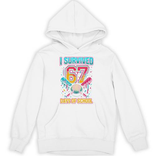 I Survived 67 Days Of School Baseball Drip Six Seven Meme Unisex Hoodie - Sportilla