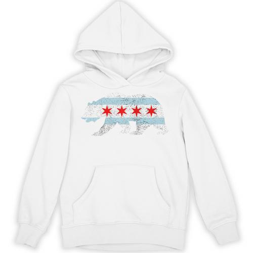 Sweet Vintage Retro Chicago City Flag Bear Print Raglan Baseball Tee Unisex Hoodie - Sportilla