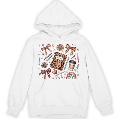 Teacher Coquette Bow Book First Day Of School Back To School Unisex Hoodie - Bookorys DE