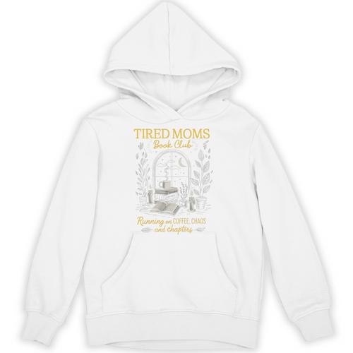 Tired Moms Book Club Coffee Chaos Readers Cozy Premium Tri-Blend Unisex Hoodie - Bookorys
