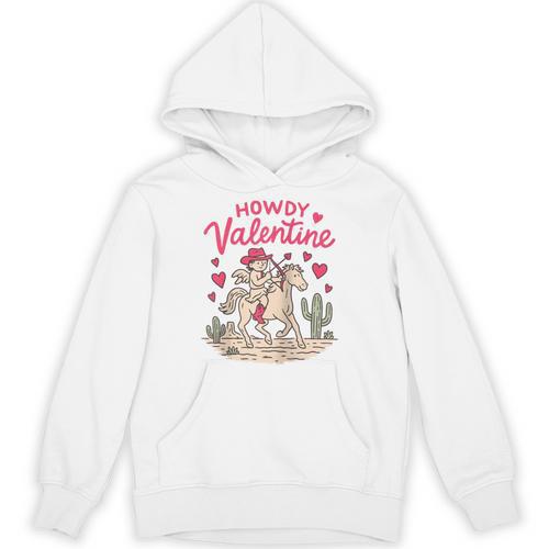 Valentine’s Day Western Life Cowboys Cupid Howdy Valentine Raglan Baseball Tee Unisex Hoodie - Sportilla
