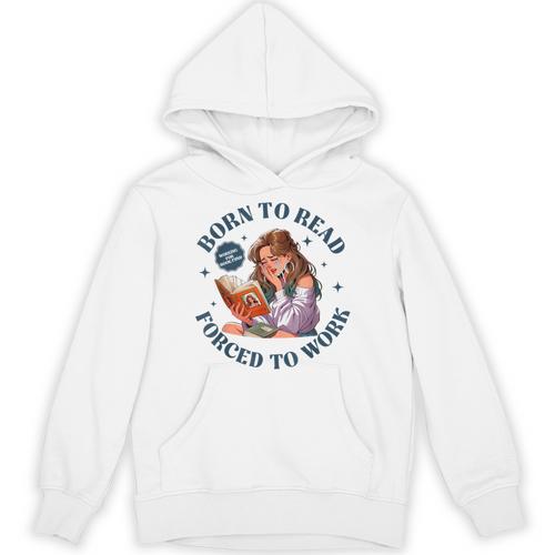 Vintage 90s Born To Read Forced To Work Bookworm Nerd Women Unisex Hoodie - Bookorys UK