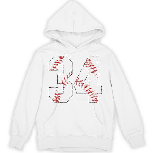 Vintage Distressed Baseball Number 34 Jersey Player Uniform Unisex Hoodie - Sportilla