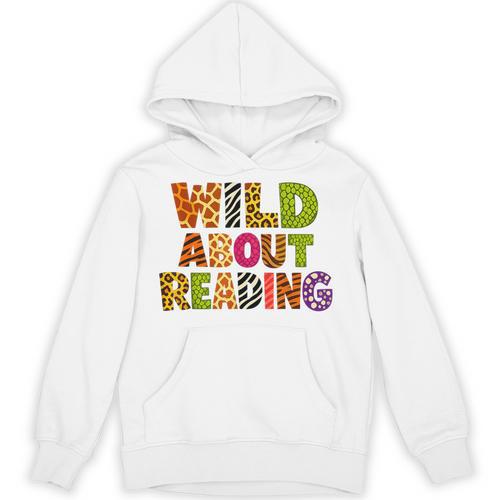 Wild About Reading Book Animal Teacher Children's Book Lover Unisex Hoodie - Bookorys CA