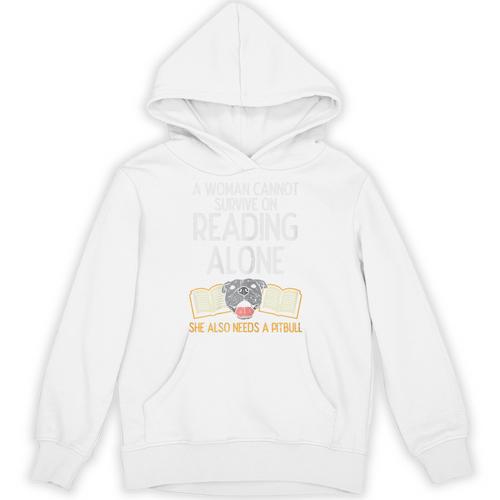 Woman Book Librarian Reading Pitbull Dog Owner Women Unisex Hoodie - Bookorys
