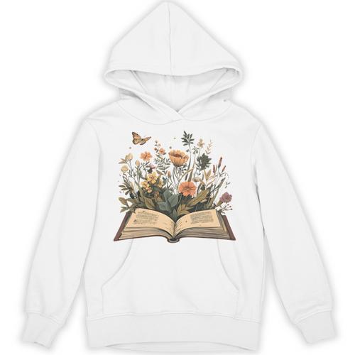 Women Book Lover Wildflowers Cottagecore Flowers Book Unisex Hoodie - Bookorys