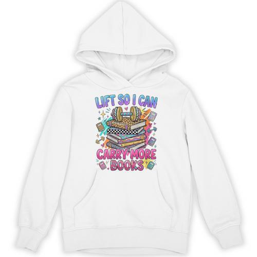 Women's Book Lover Fitness Mom Lifting Reading Humor Graphic Unisex Hoodie - Bookorys