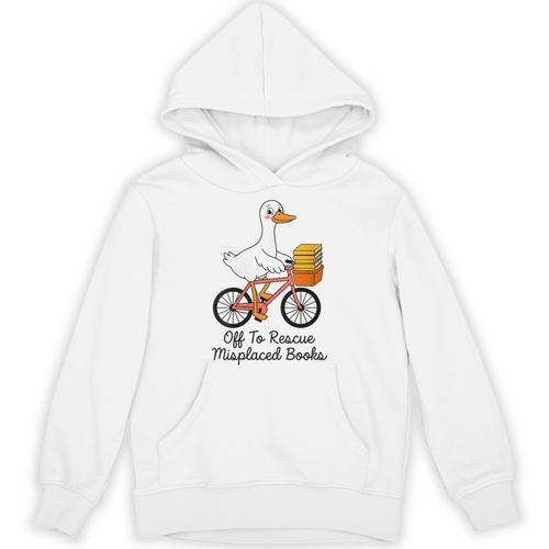 Women's Librarian Goose Book Lover Humor Reading Goose Unisex Hoodie - Bookorys