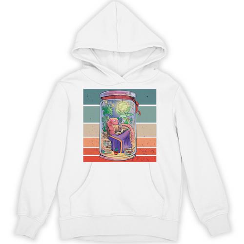 Worm Cozy Reading Books Plants Lamp Relaxation Nature Animal Unisex Hoodie - Bookorys UK
