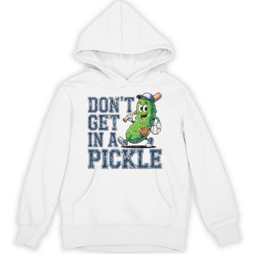 Youth Baseball Catcher Humor Don’t Get In A Pickle Unisex Hoodie - Sportilla