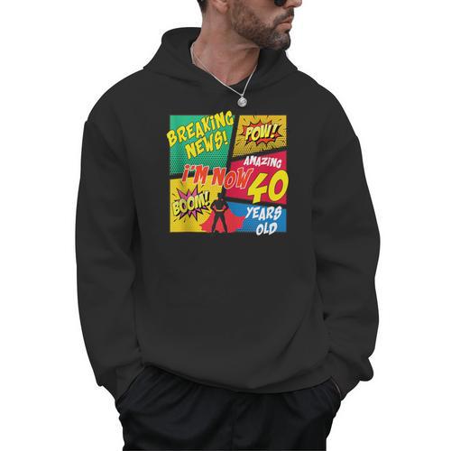 40 Years Old Birthday Comic Style Book Lover Party Men Hoodie - Bookorys DE