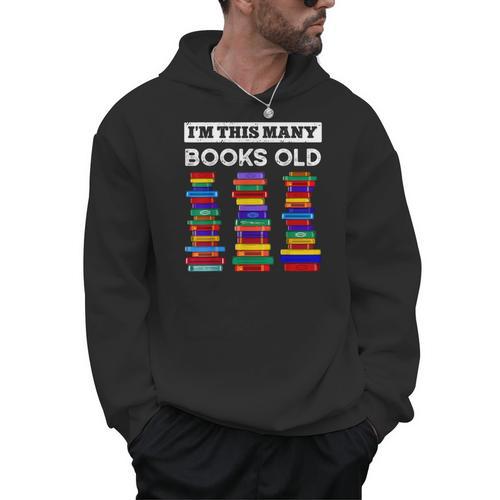 50th Birthday I'm This Many Books Old 50 Years Old Bookworm Men Hoodie - Bookorys